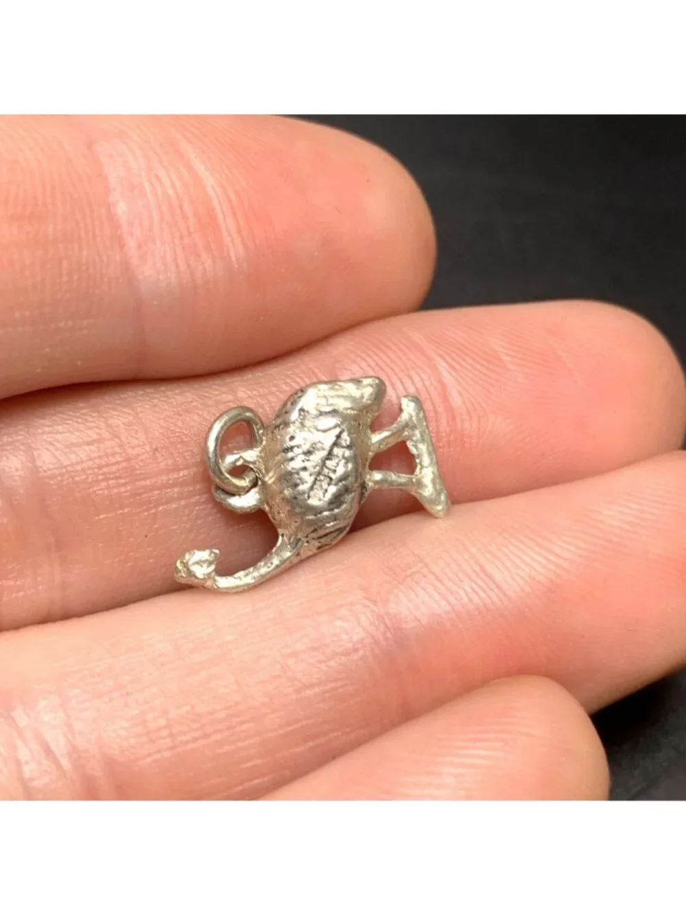Textured Sterling Silver 925 Ostrich Dangle Charm Size 0.75'' Length